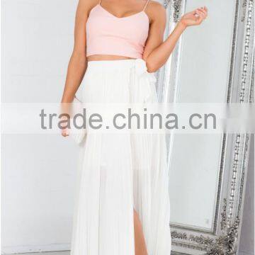 long Flown In Maxi Skirt in White long chiffon skirt LANCAI fashion casual skirt