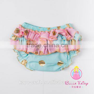 Hot Sale Gold Polka Dot Baby Bloomer Baby Ruffle Bloomers Kids Shorts photo-3