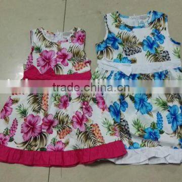 Girl's new design high quality summer printed dress stock clearance