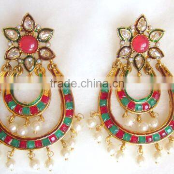 Gold Plated DANGLER Chand Bali Earrings photo-6