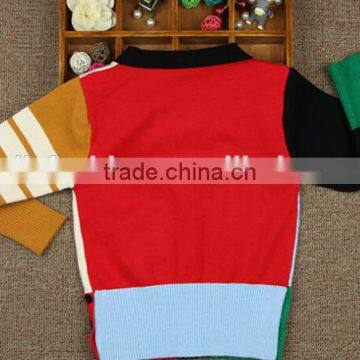 New Design V Neck Contrasted Colors Boys Cardigan Sweater photo-4