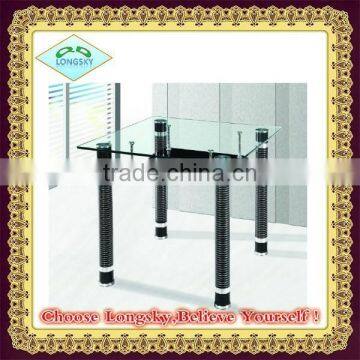 new design stainless legs square glass dining table