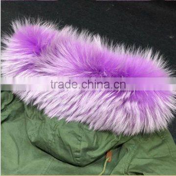 Myfur Lavender Color Dyed Raccoon Fur Hooded Ladies Parka With Fur Lining photo-5