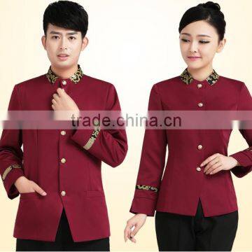 Juqian Custom Elegant High Quality Fashion Waiter and Waitress Reception Hotel Uniform for Autumn Winter photo-2