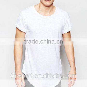 Wholesale China Scoop Hem And Taping Longline Plain t Shirt for Men