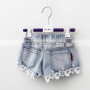 Summer simple new style lace wholesale girls denim shorts