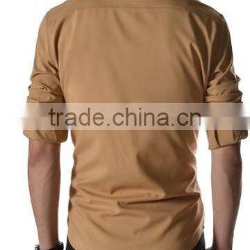 Men Casual Shirts Cotton Fabric Welcomed Men Chinese Collar Shirts photo-4