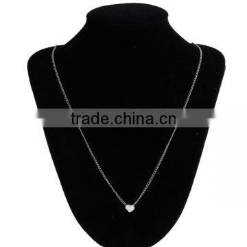 New Fashion Iron Based Alloy Necklace Link Curb Chain Silver Tone Light Pink Heart Pendant Enamel 68.5cm Long photo-3