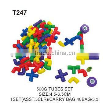 500g Colorful Connect Tube Plastic Educational Building Blocks Shapes Toy For Kids photo-2