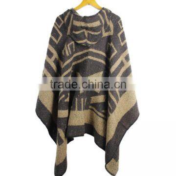 2016 New Design Fashion Autumn Winter Acrylic Bohemian Poncho Shawls With Hooded for Women photo-5