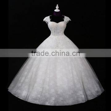 2017 new design real picture ball gown wedding dress for fat women Classic Appliques Sequin Wedding Dress F11601