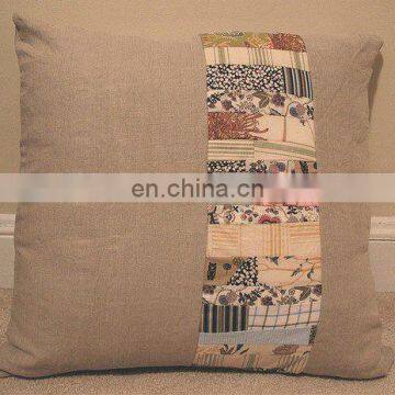 appliqued pure linen natural cushion cover with printing photos for wholesale