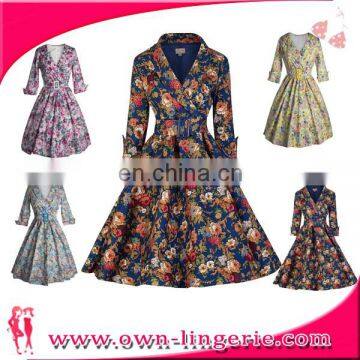 Retro Dress wholesale Classic women 1950s 3/4 sleeve vintage rockabilly swing dress/party dress/evening dress