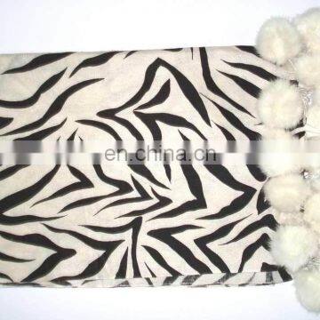 Paiseley Design Shawls With Fur Balls photo-6