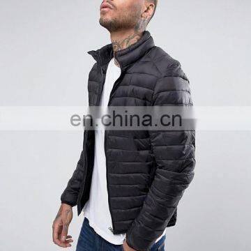 Winter Padded Quilted Down Puffer Jackets Down Coat Customized Material Men Puffer Jacket In Black