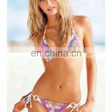 Beach Sexy - Neon Paisley Push-Up Triangle Bikini Top