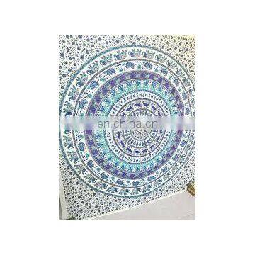 Elephant Floral Mandala Tapestry With Hand Block Bedspread Bed Sheet Throws Tapestries Hippie Gypsy Mandala Yaga Mat