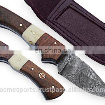 Damascus knifes - Custom Hand made Damascus Bull Horn 10" Hunting Knife