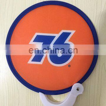 Cheap customized advertising polyester folding hand fan