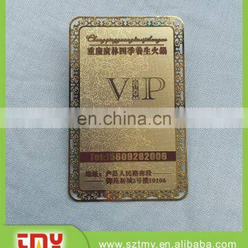 Low price Elegant gold plated metal business cards, club VIP cards