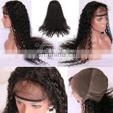 hot 2014!fashionable deep wave 100% brazilian kinky curly beauty virgin brazilian hair full lace wig