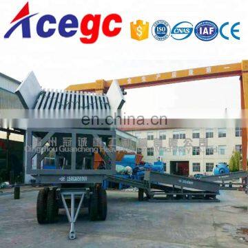 China 150-200T/H Capacity Mobile gold trommel wash plant with vibrating feeder for sale