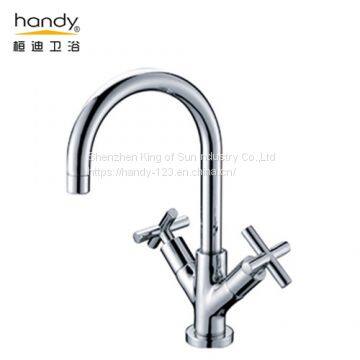 Double Handles Brass Kitchen Faucet