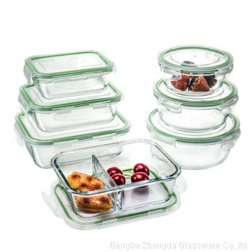 Borosilicate Glass Food Container with Divider/Food Storage Jar/ Micro Wave Safe Meal Container