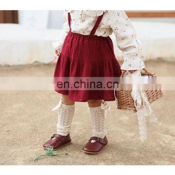 6148/ Spring Newest Elegant White Kids Skirt High Quality Pleated Cotton Colorful Skirts for Girls