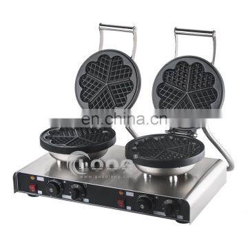 Kitchen Equipment Manufacturer Double Waffle Maker Snacks Making Machine Heart-Shaped Waffle Equipment