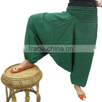 Green Organic Cotton Harem Pants Baggy Loose Genie Yoga Boho Indian women Belly Dance Wide Leg Pants