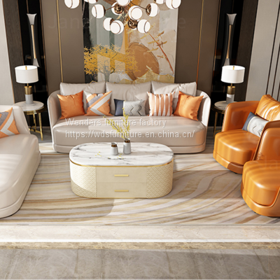 Italian light luxury Bentley sofa combination villa arc leather high-end leather art sofa furniture customizationNew Italian light luxury Bentley sofa combination villa arc leather high-end leather art sofa furniture customization