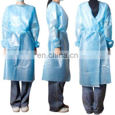 Disposable Wholesale Pp Pe Non Woven Surgical Gowns AAMI Level 2 Level 3 Blue Yellow Full Back Knit Cuff Ppe Isolation Gown