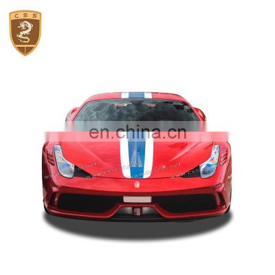 Fiberglass Material Speciale Style Body Kit For Ferrari 458 Car Body Parts Front Bumper Lip Engine Hoods