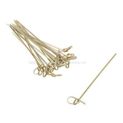 China wholesale price looped skewers bamboo looped knot skewers cocktail food sticks noshi looped bamboo skewers