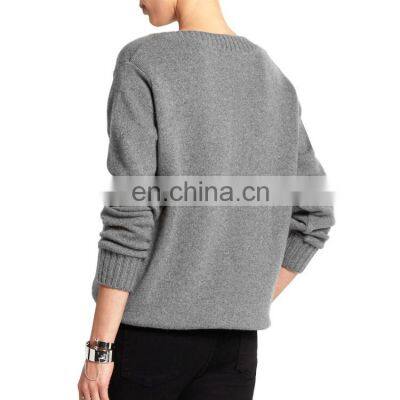 Женский свитер из серого Cashmere, выполненный методом интарсии с индивидуальным дизайном photo-4