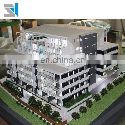 Lakeside building model with water feature, house model for construction and real estate