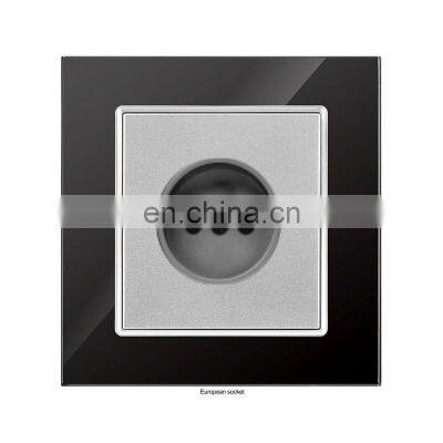 New design European style golden red black frame glass panel socket plug electrical wall socket switch panel
