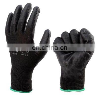 Hot Sale Nylon Liner Black Polyurethane Dipped PU Palm Coated Safety Work Gloves