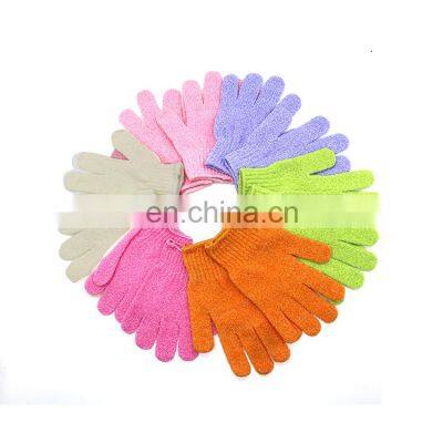 Custom Nylon Five Fingers Mitt Massage Dead Skin Remover Body Exfoliator Gloves Body Scrubber Shower Exfoliating Bath Glove