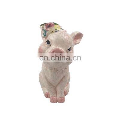 custom small animal handmade miniature decorate porcelain ceramic pig figurine for home decor