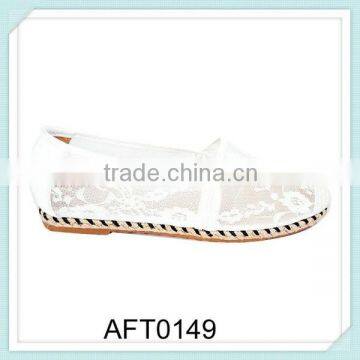 2015 new arrival china wholesale spring summer casual flats women elegant slip on espadrille shoes with lace mesh