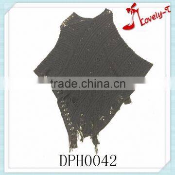 New arrival 100% acrylic women poncho sweater pattern for wholesale