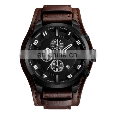 SKMEI 9165 Christmas Trend Design Quartz Watch Chronography Work Military Leather Watches Men Wrist Clock Relojes Hombre