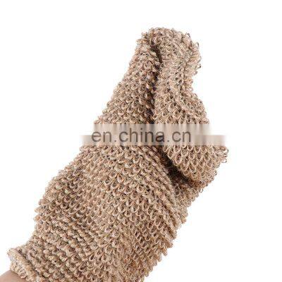 Custom Logo Natural Hemp and Bamboo Fiber Bath Shower Gloves Mitt Exfoliating and Body Scrub Silk Exfoliating Gloves photo-4