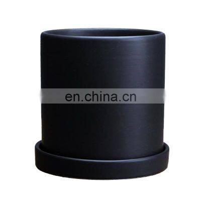 Nordic Modern Decorative Plant Pots Ceramic Cylinder Succulent Planter Plant Flower Pot With Tray Drainage Hole