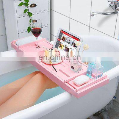 Bath Table Bathtub Tray Unique Extendable Bathroom Shelf Bamboo Bathtub Caddy photo-5