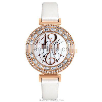 Newest Fashion Designer Women Watches Oem Logo Elegant Dial Gold Case Skmei 9158 Diamond Wristwatch