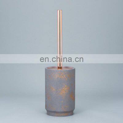 Grey Round Cement Home Decoration Accessories Golden Pattern Concrete Bathroom Sets