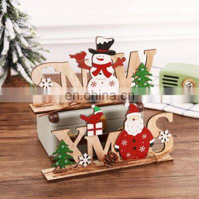 Christmas decorations DIY Christmas items XMAS Wooden Letter ornaments santa Claus snowman Desktop ornaments New Year